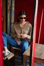 Load image into Gallery viewer, Striped Shirt – Brown/Camel