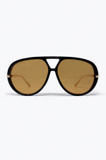 Load image into Gallery viewer, Black Oversize Aviator Frame Brown Lens Sunglasses