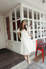 Load image into Gallery viewer, Ruffle Sleeve Linen Midi Dress – Ivory