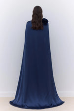 Load image into Gallery viewer, Elegant Cape Dress with Flower Detail