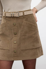 Load image into Gallery viewer, Corduroy Mini Skirt- Camel