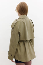 Load image into Gallery viewer, Double-Breasted Cropped Trench Coat