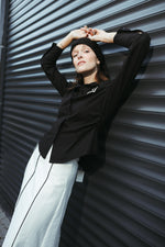Load image into Gallery viewer, Tailored Shirt with Embroidered Flower
