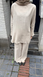 Load image into Gallery viewer, Relaxed Viscose Tunic & Wide Leg Trouser Set – Cream