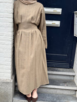 Load image into Gallery viewer, Waist Detail Linen Maxi Dress – Taupe