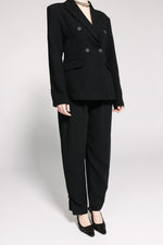 Load image into Gallery viewer, Black Straight Trousers with Button Accent