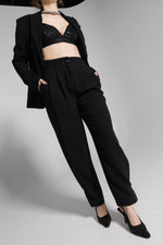 Load image into Gallery viewer, Black Straight Trousers with Button Accent