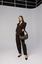 Load image into Gallery viewer, Brown Straight Trousers with Button Accent