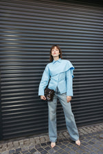 Load image into Gallery viewer, Shirt with Scarf Detail – Baby Blue
