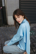 Load image into Gallery viewer, Shirt with Scarf Detail – Baby Blue