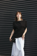 Load image into Gallery viewer, Asymmetric Puff Sleeve Top – Black