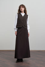 Load image into Gallery viewer, Gabardine A-line skirt - Brown