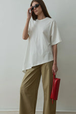 Load image into Gallery viewer, Ecru Asymmetrical Oversized T-Shirt - Suud Collection