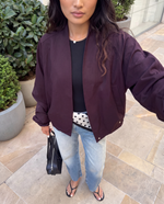 Load image into Gallery viewer, Purple Oversized Bomber Jacket