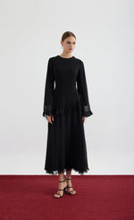 Load image into Gallery viewer, Aveline Chiffon sleeve Dress - Black