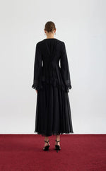 Load image into Gallery viewer, Aveline Chiffon sleeve Dress - Black