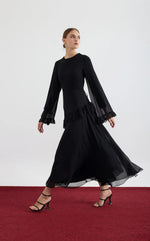 Load image into Gallery viewer, Aveline Chiffon sleeve Dress - Black