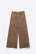 Load image into Gallery viewer, Brown Wide-Leg Casual Cotton Denim Pants