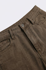 Load image into Gallery viewer, Brown Wide-Leg Casual Cotton Denim Pants
