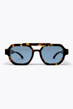 Load image into Gallery viewer, Multicolor Tortoiseshell Blue Lens Oversize Sunglasses