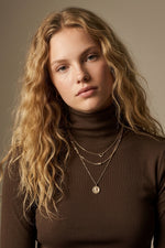 Load image into Gallery viewer, Brown Turtleneck t-shirt in soft stretch fabric