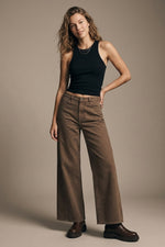 Load image into Gallery viewer, Brown Wide-Leg Casual Cotton Denim Pants