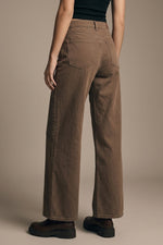 Load image into Gallery viewer, Brown Wide-Leg Casual Cotton Denim Pants