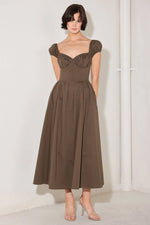 Load image into Gallery viewer, Cocoa Muse Cotton Midi Dress