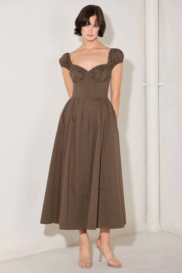 Cocoa Muse Cotton Midi Dress