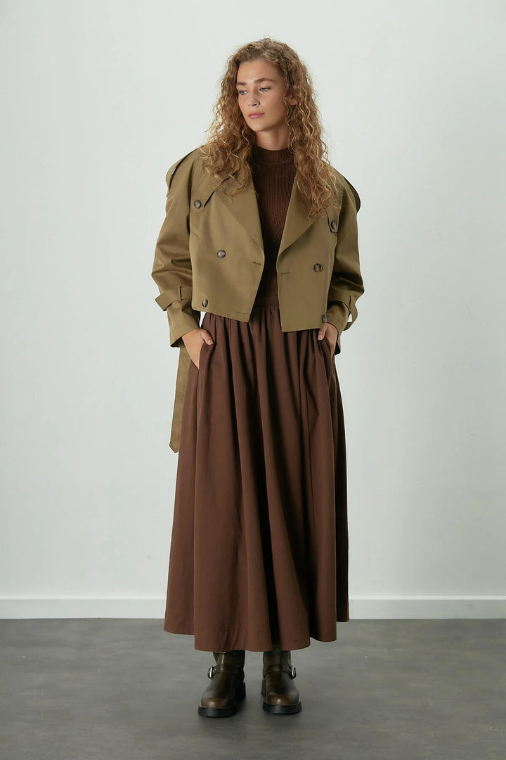 Katy Gabardine Skirt -Brown