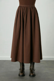 Katy Gabardine Skirt -Brown