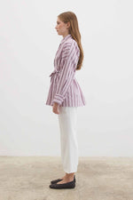 Load image into Gallery viewer, Tailored Poplin Shirt – Pink &amp; Plum Stripe