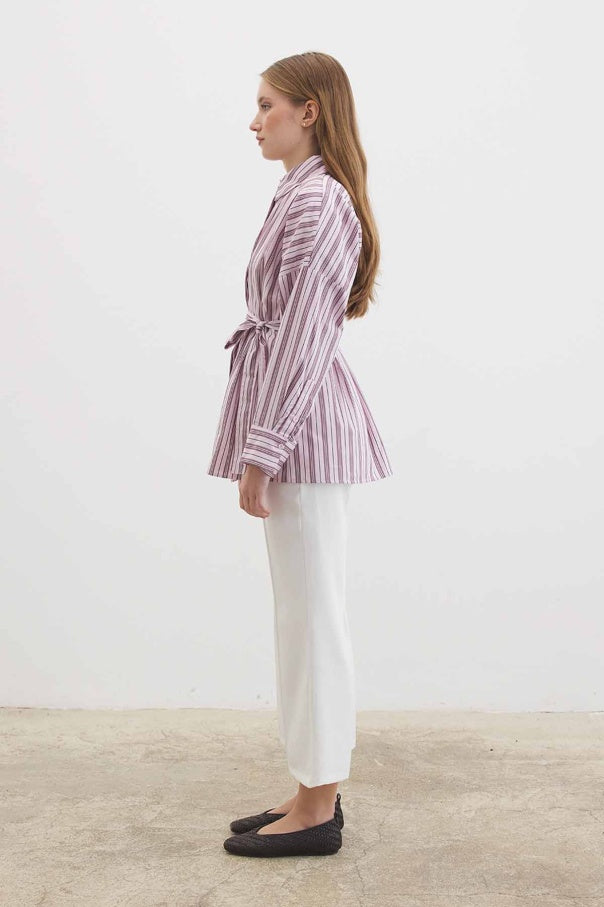 Tailored Poplin Shirt – Pink & Plum Stripe