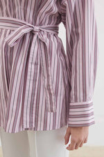 Load image into Gallery viewer, Tailored Poplin Shirt – Pink &amp; Plum Stripe