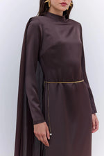 Load image into Gallery viewer, Gala Cape Dress - Brown