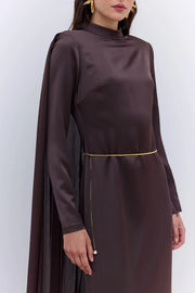 Gala Cape Dress - Brown