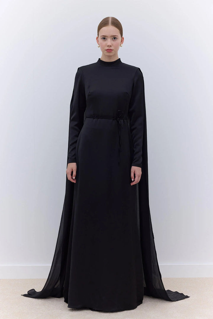 Gala Cape Dress - Black