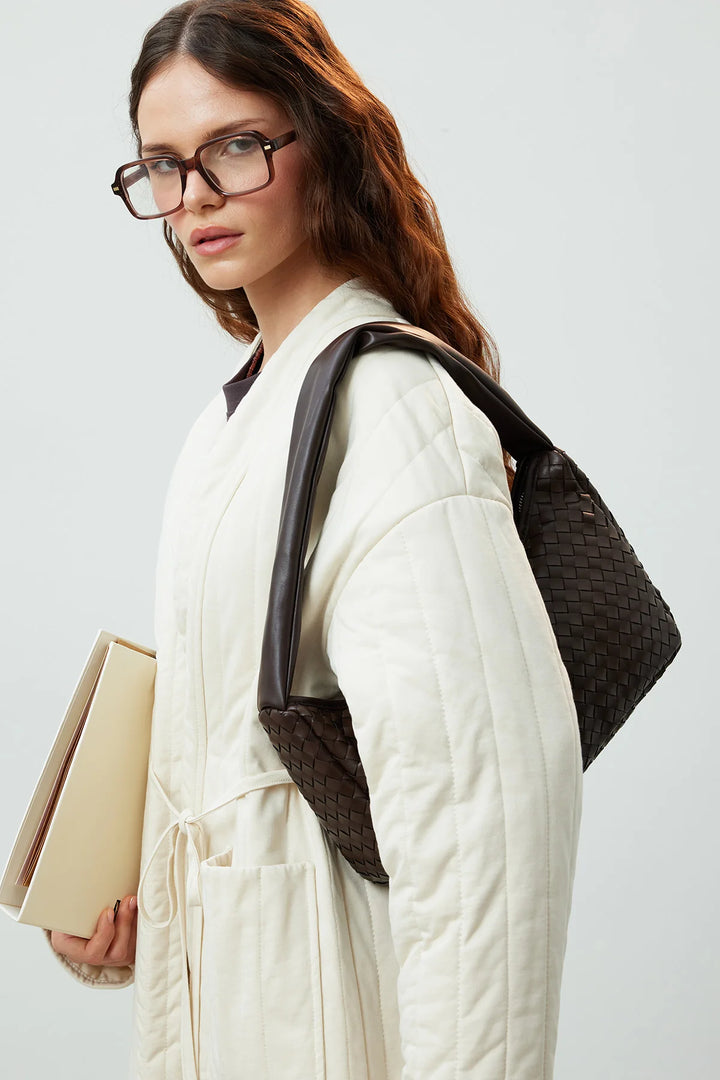 Woven Oval Bag-Brown