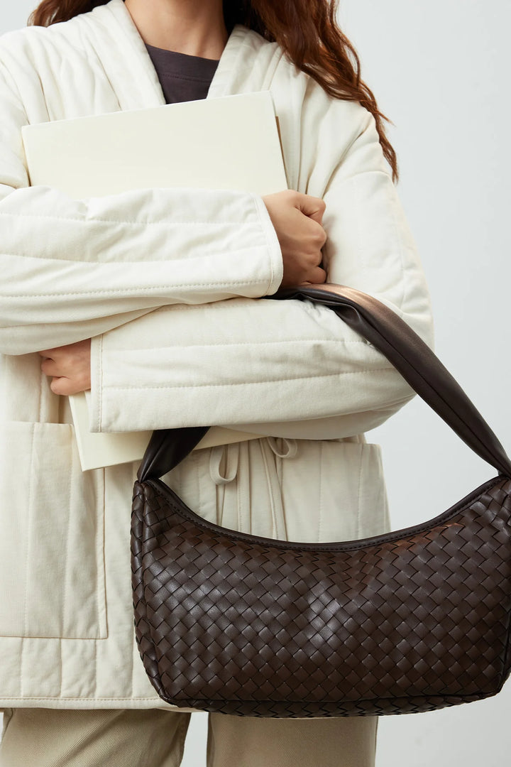 Woven Oval Bag-Brown