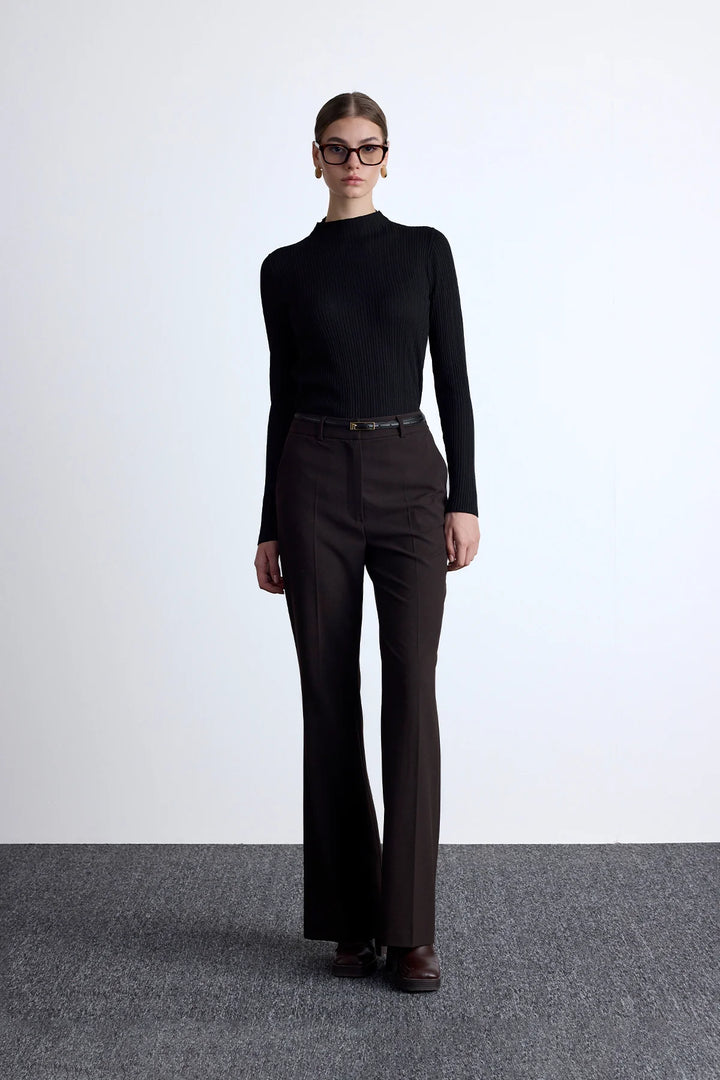 Flared Classic Pants- Dark Brown