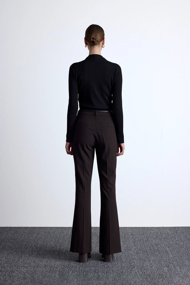 Flared Classic Pants- Dark Brown