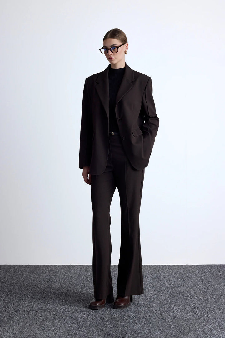 Flared Classic Pants- Dark Brown
