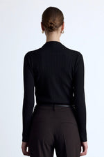 Load image into Gallery viewer, High Neck Knit Blouse- Black