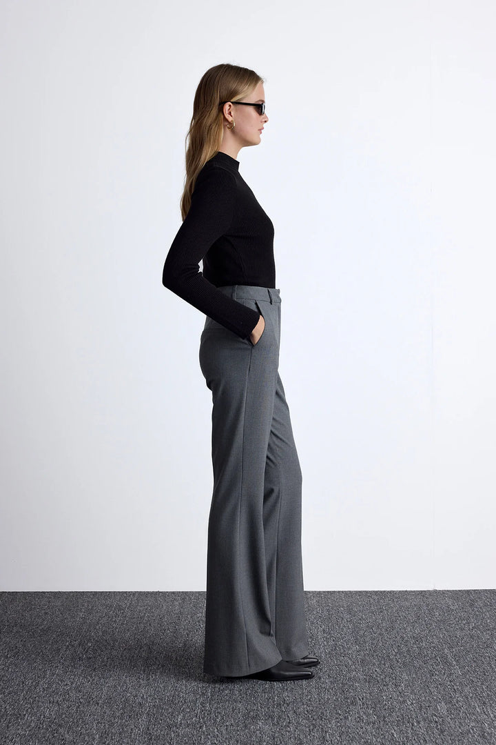 Flared Classic Pants- Grey