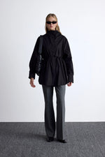 Load image into Gallery viewer, High Neck Design Shirt- Black