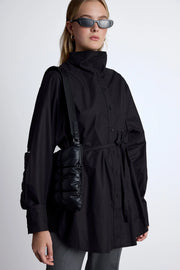High Neck Design Shirt- Black
