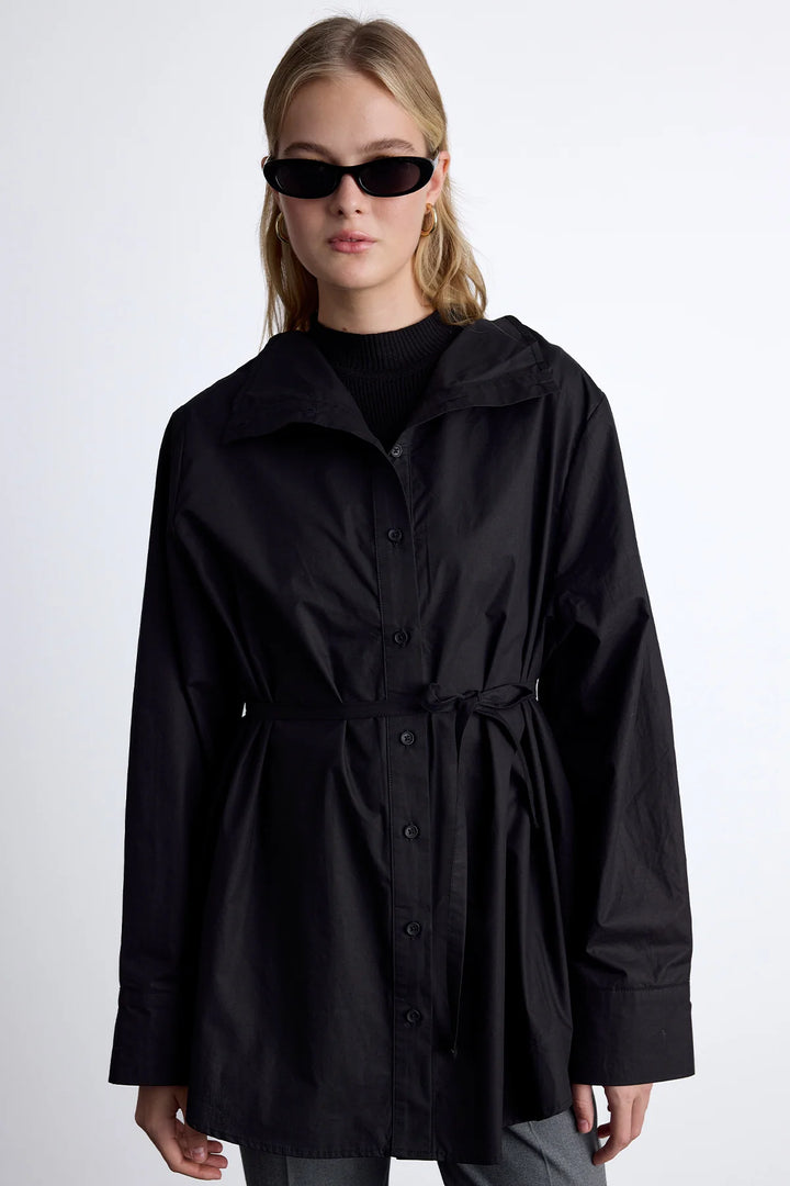 High Neck Design Shirt- Black