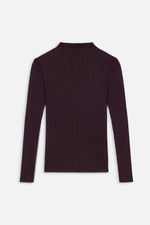 Load image into Gallery viewer, High Neck Knit Blouse- Burgundy