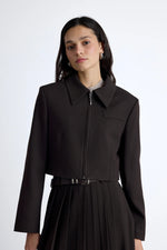Load image into Gallery viewer, Cropped Blazer - Dark brown