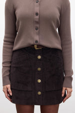 Load image into Gallery viewer, Corduroy Mini Skirt- Dark Brown